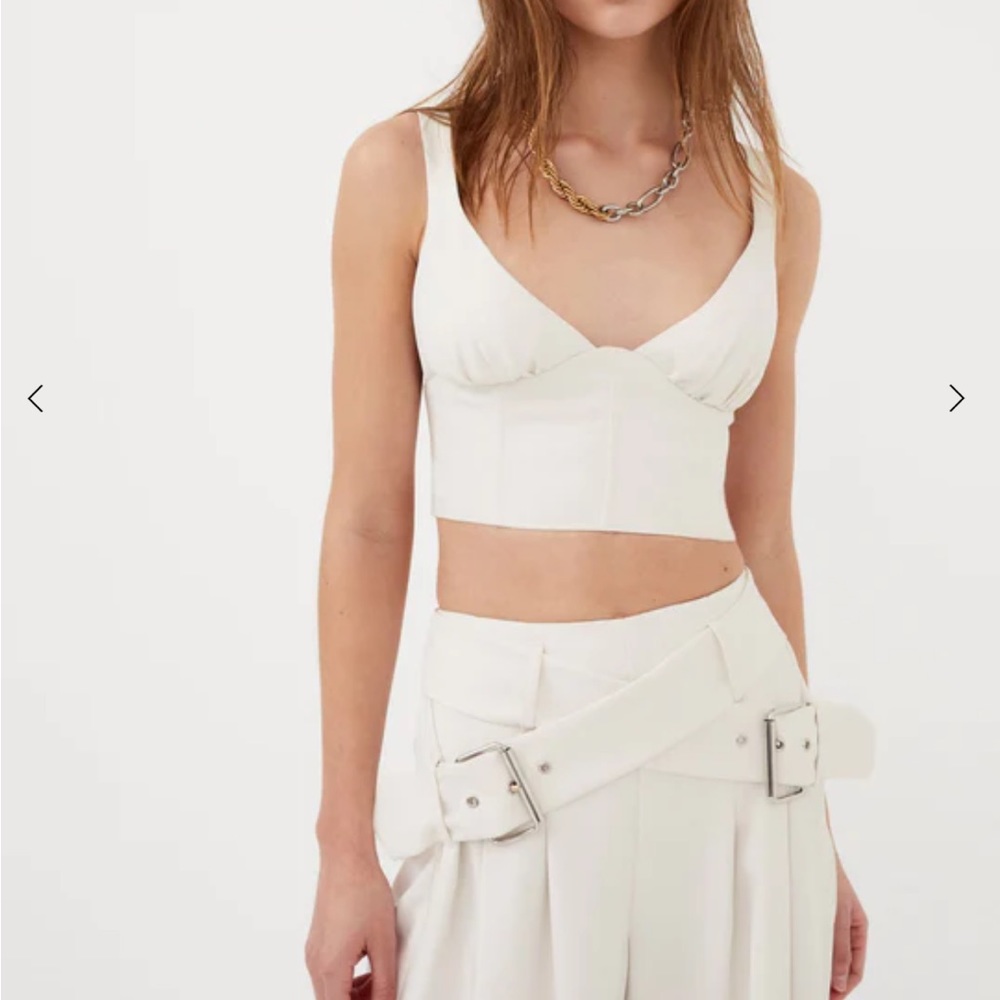 NWT For Love & Lemons White Buckle Crop Top